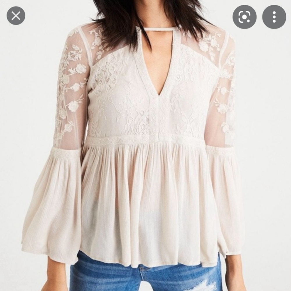 American Eagle Outfitters Boho Lace and Muslin Top